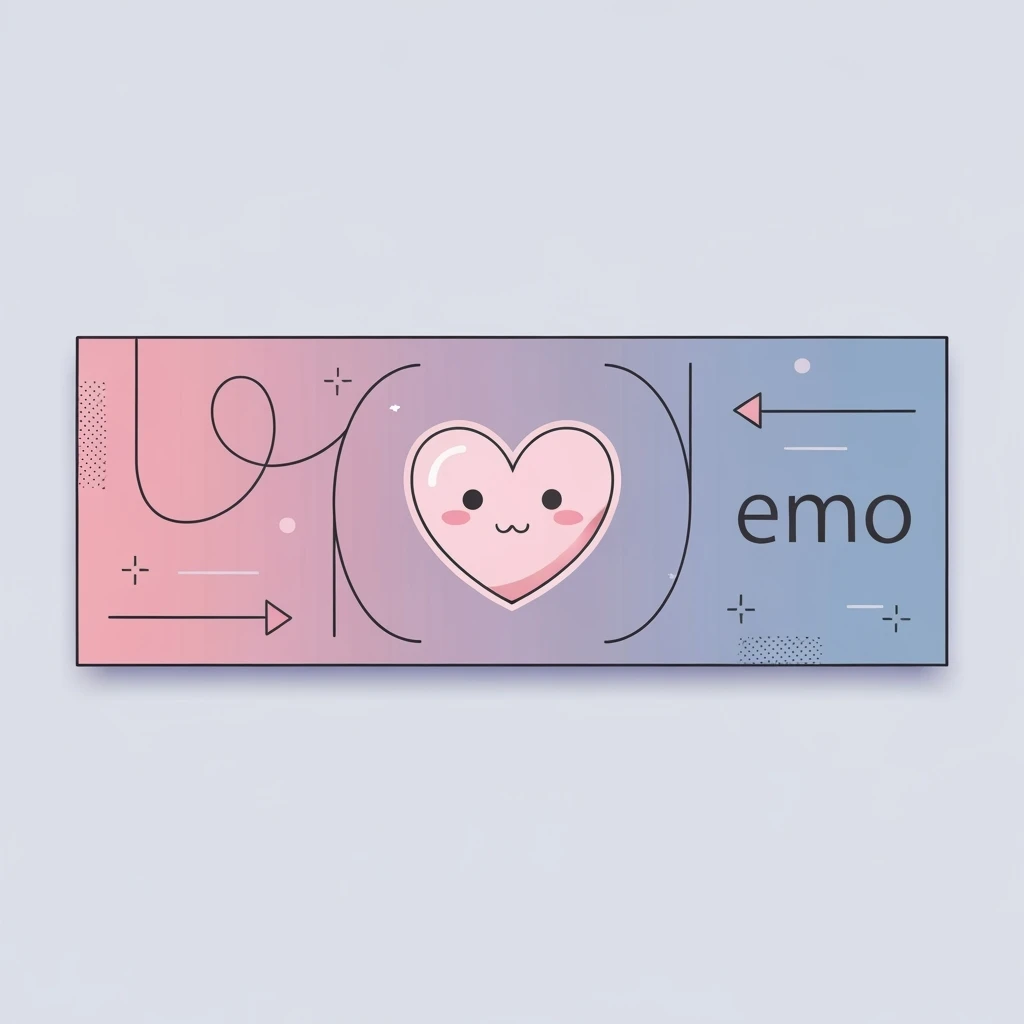 pastel emo banner with a heart accent, cute, expressive, minimal, variation 3 emoji