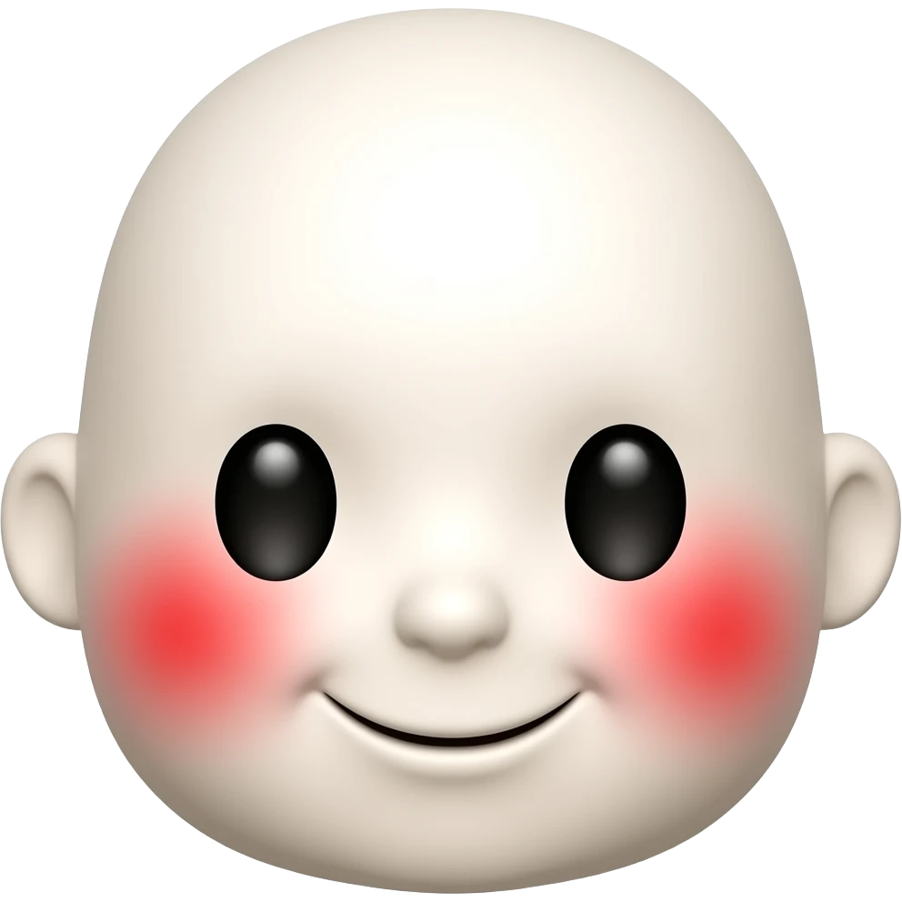 흰색 얼굴의 붉은색 홍조를 하고 있는 귀여운 만화 이모티콘 emoji