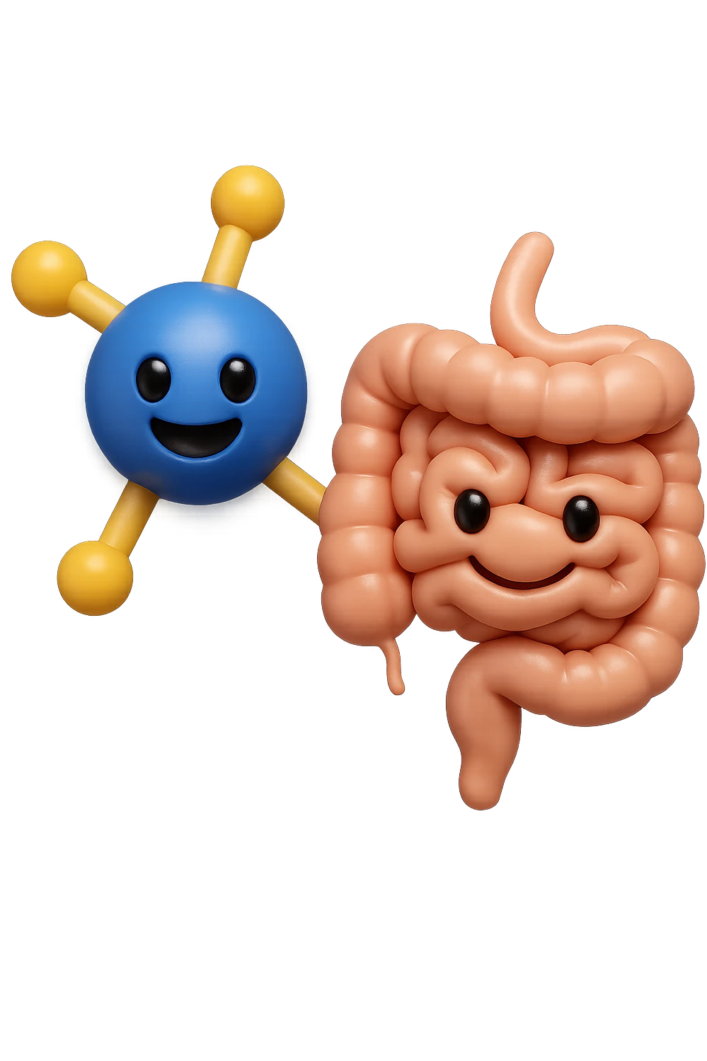emoji stile iphone in 3d di istamina molecola con intestino, iperrealistico 4k emoji
