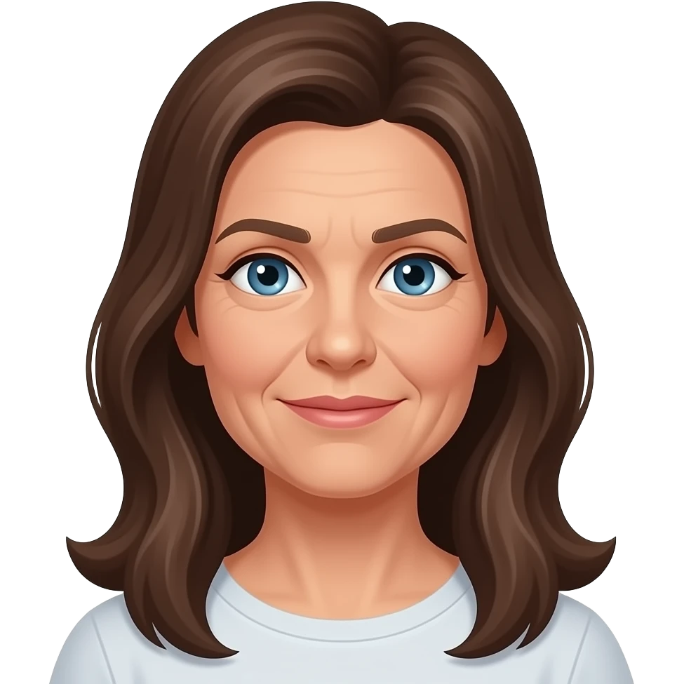 Beautiful Blue eyed thin long hair brunette 50 years old emoji