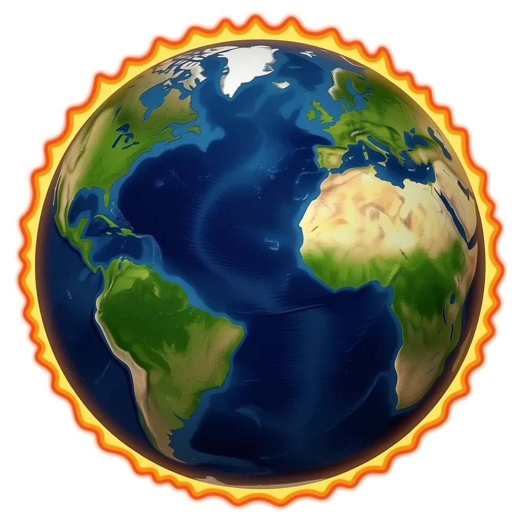 The earth a fiery version of the globe emoji