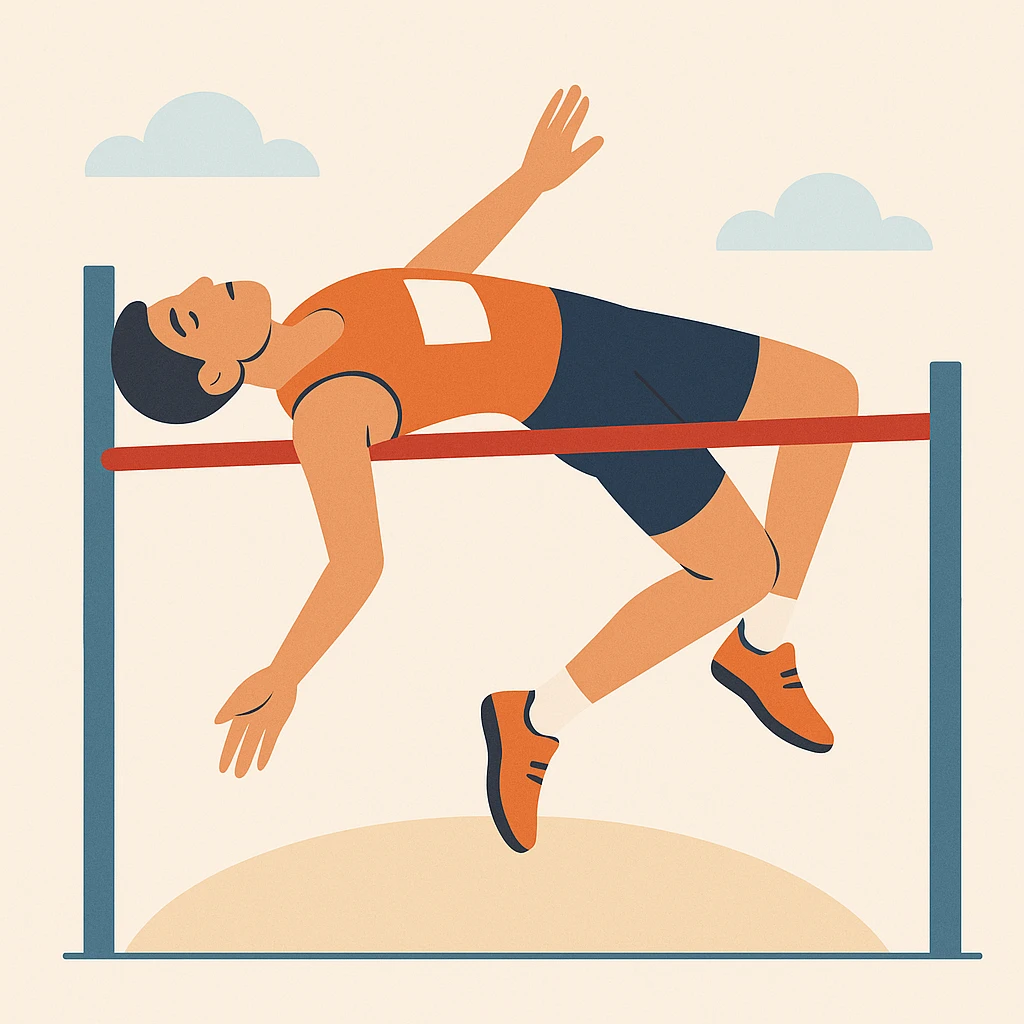 flat toon style high jump athlete with simple background emoji