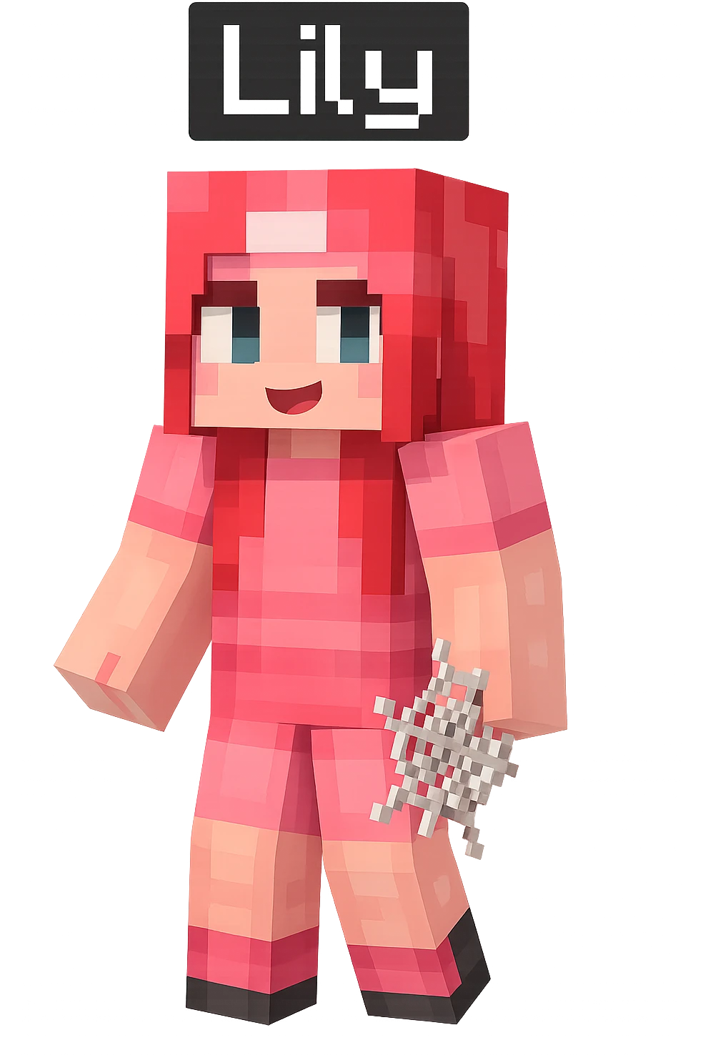 Separate the first character on the right named Lily into its own image, upscale for clarity, and remove the background for a transparent PNG. Focus on clear details and clean edges. emoji
