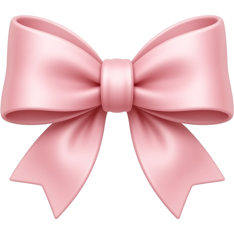 An elegant silky bow in pastel pink with pearl details, soft folds, and a cute luxurious fairycore style. emoji