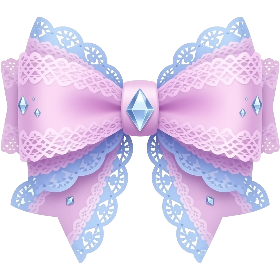 Cute Light Purple pink blue mixed lace bow diamond decorations emoji