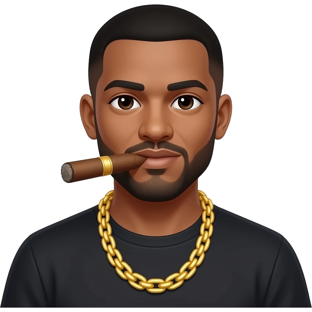 He’s smoking a cigar wearing a gold chain emoji