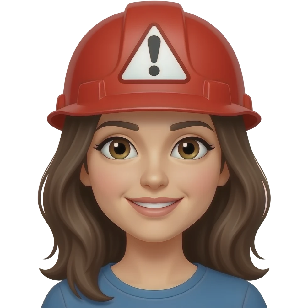 A woman with a red warning sign for a head emoji