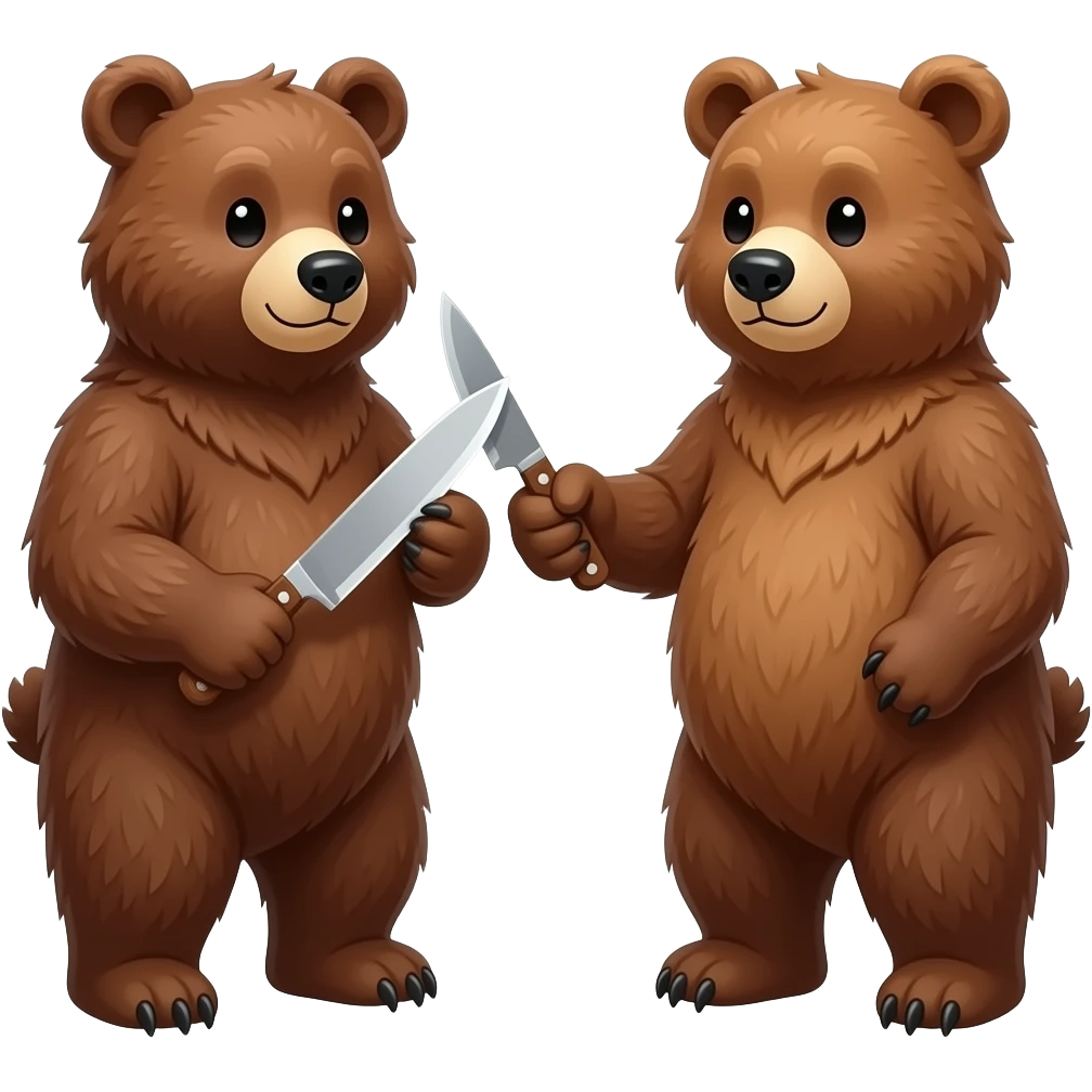 bear handing a knife to another bear but holding on to the sharp side emoji