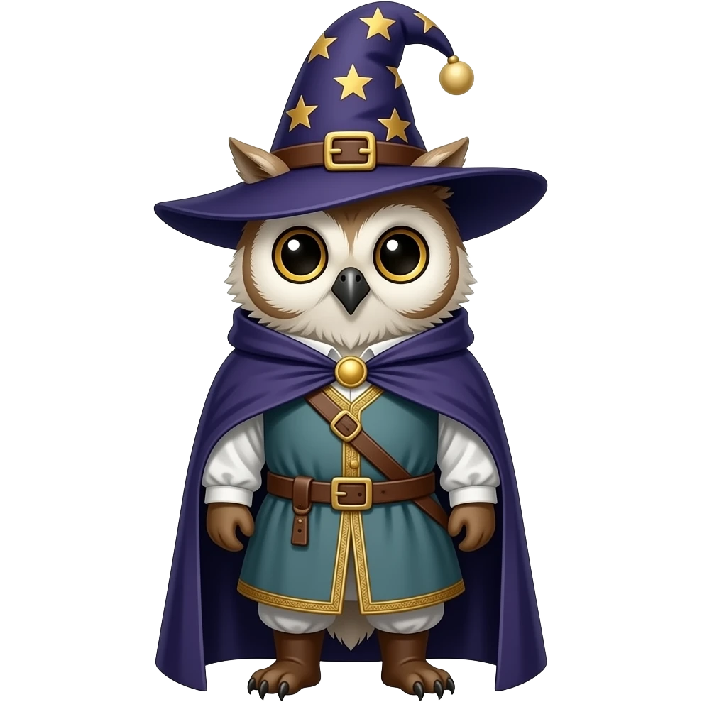 An owl dog dressed in medieval wizard outfit emoji