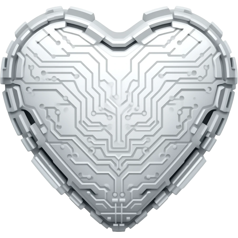 white technological heart emoji