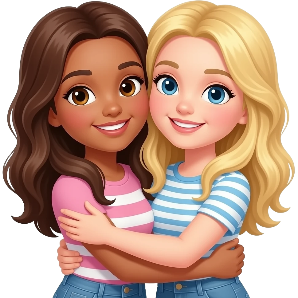 BEST GIRLFRIENDS  HUGGING BRUNETTE BLOND emoji