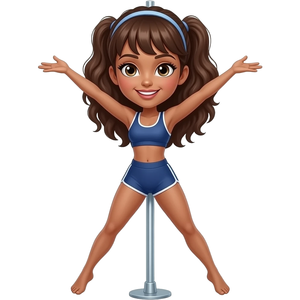Pole dance brunetka bez butów w stroju spprtowym emoji
