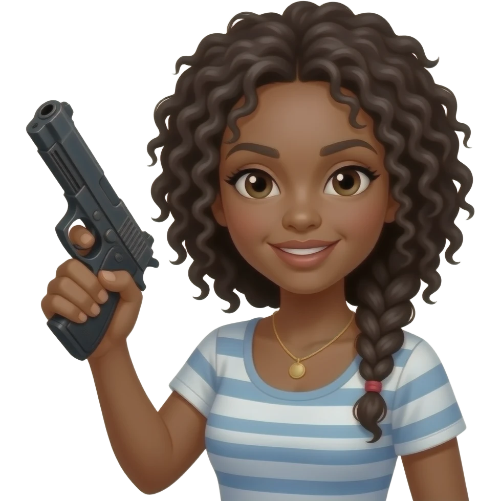 Black woman holding gun emoji