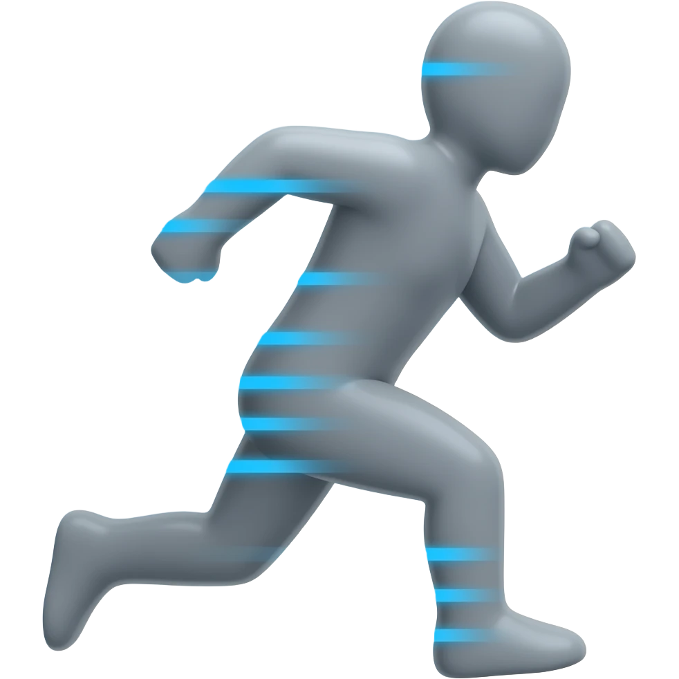 agility icon showing a 1 dimensional figure rushing forward with wind lines to represent the speed - no background copy/paste emoji