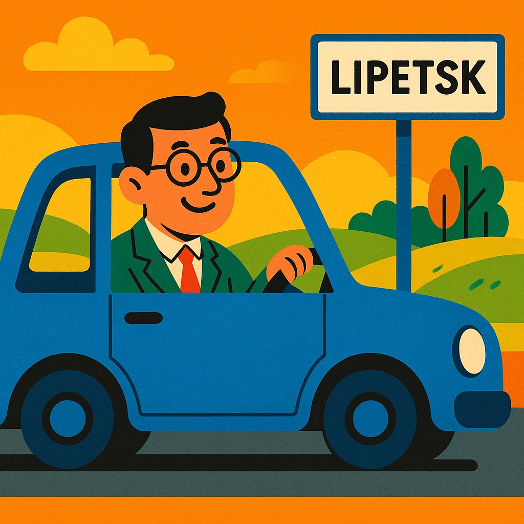 Accountant in blue car drive to Lipetsk emoji
