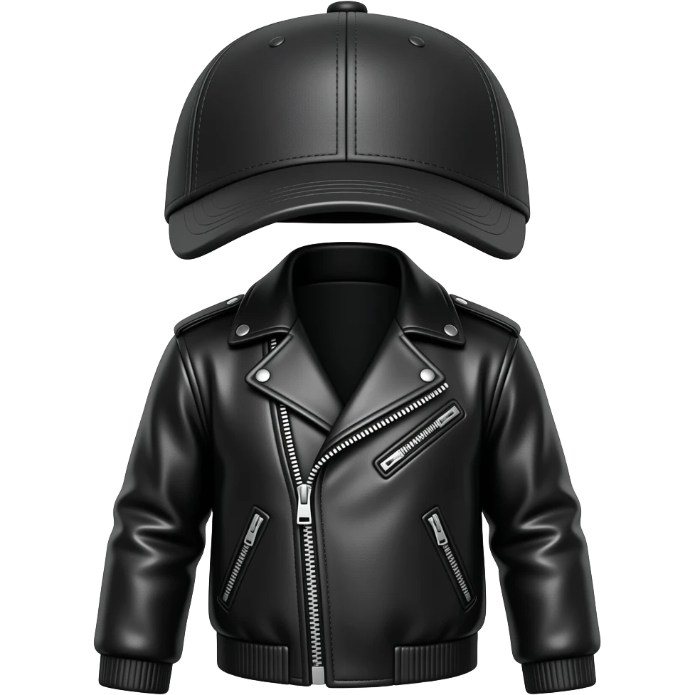 a leather Dom black leather cap and leather jacket emoji