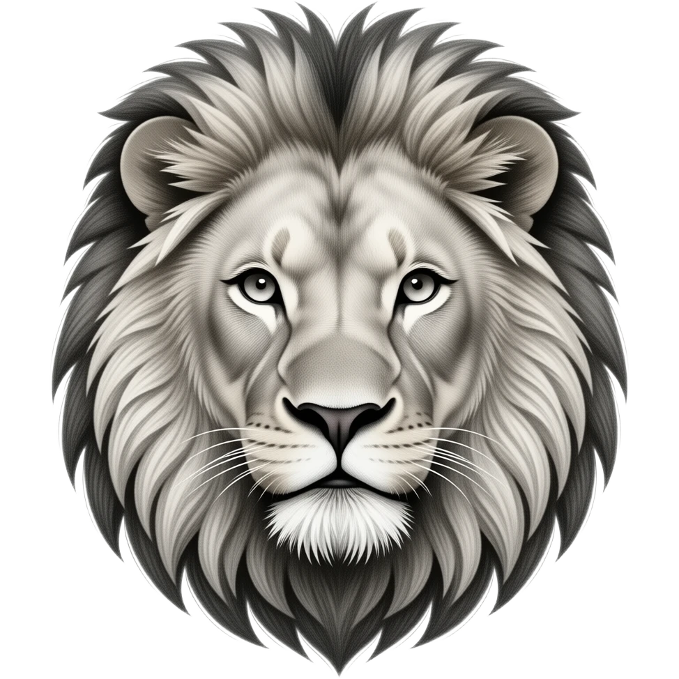 Andry lion face with pencil shading and only face emoji