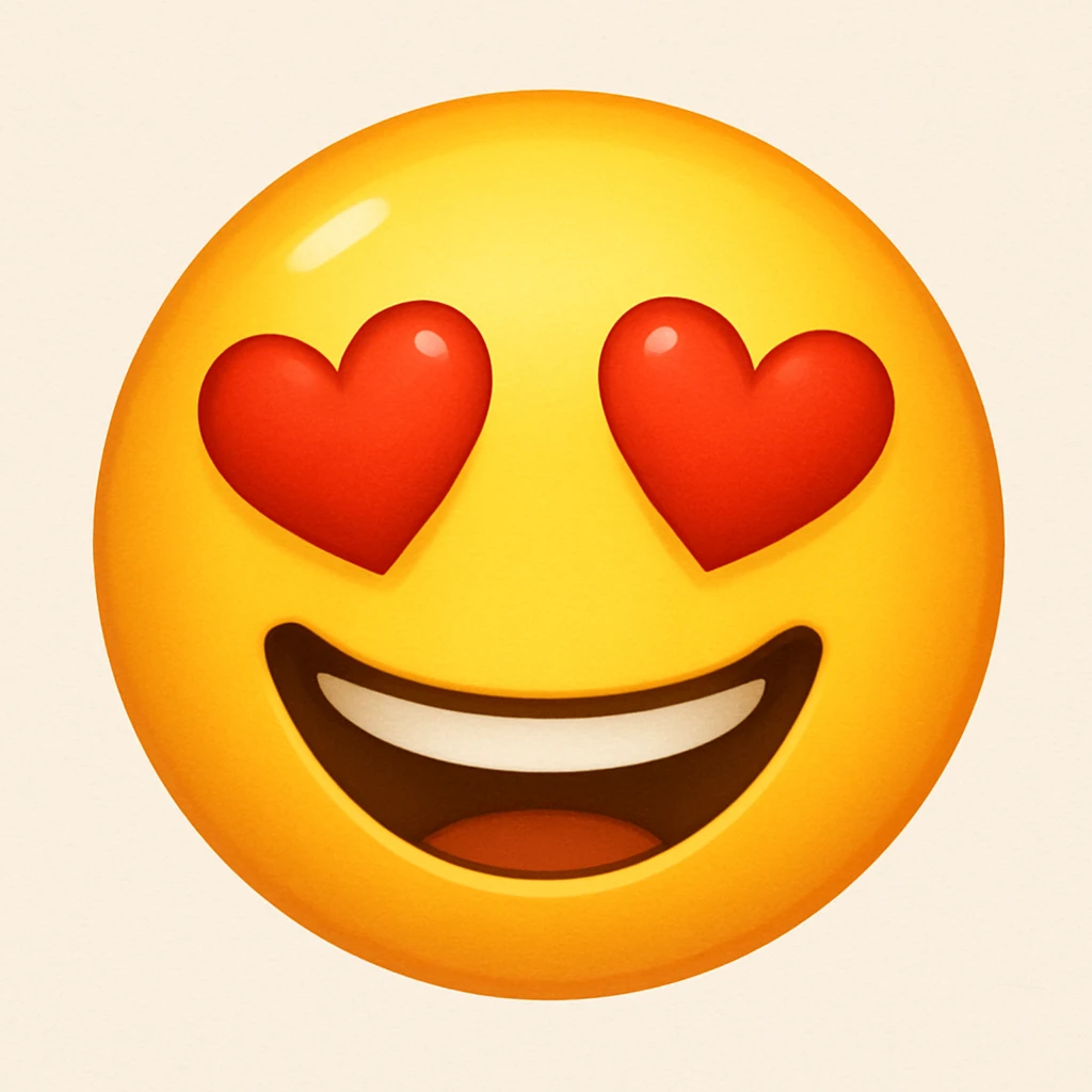 yellow emoji with a face in love emoji