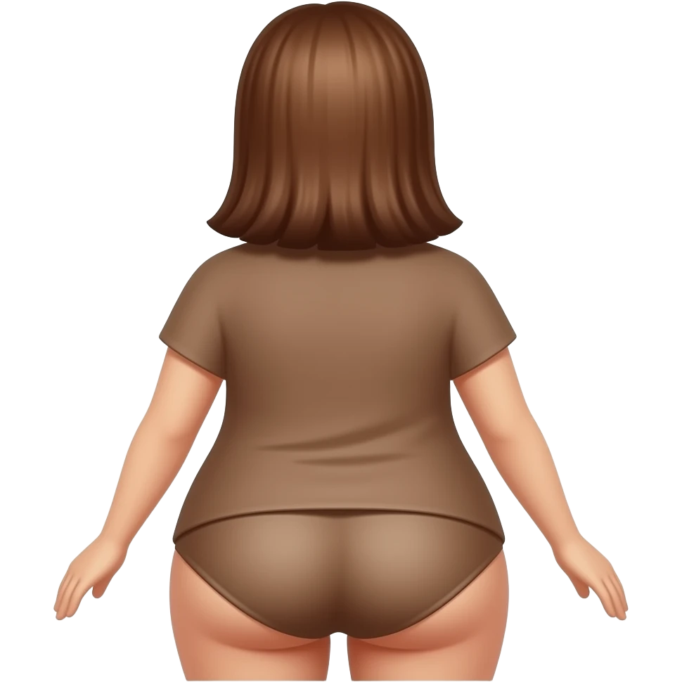 Brown tone emoji female shirt turned around to see the back of her head with a fat brown ass emoji