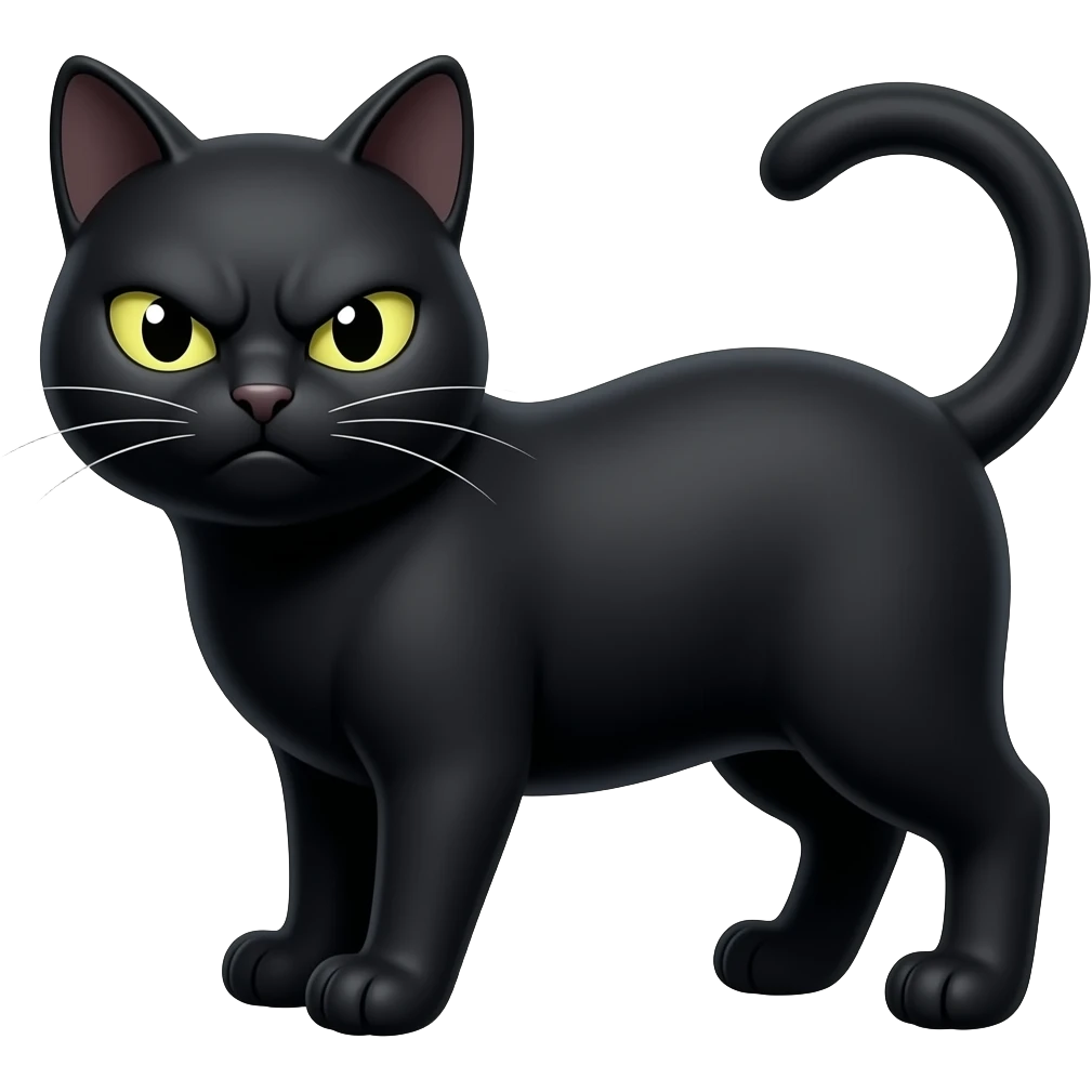 Gato negro de frente enojadoo emoji