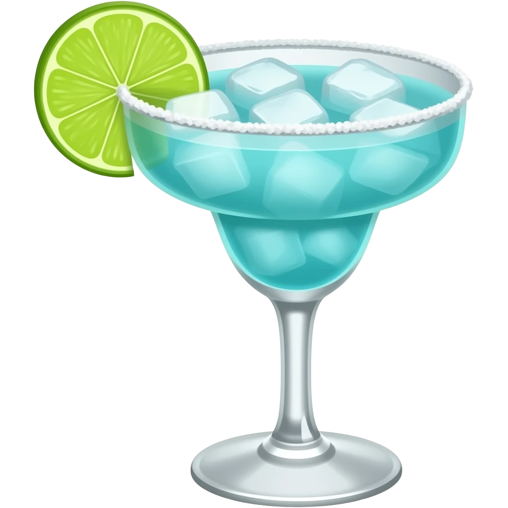 turquoise colored cocktail in margarita glass with salts spread on the tip of the glass full around emoji