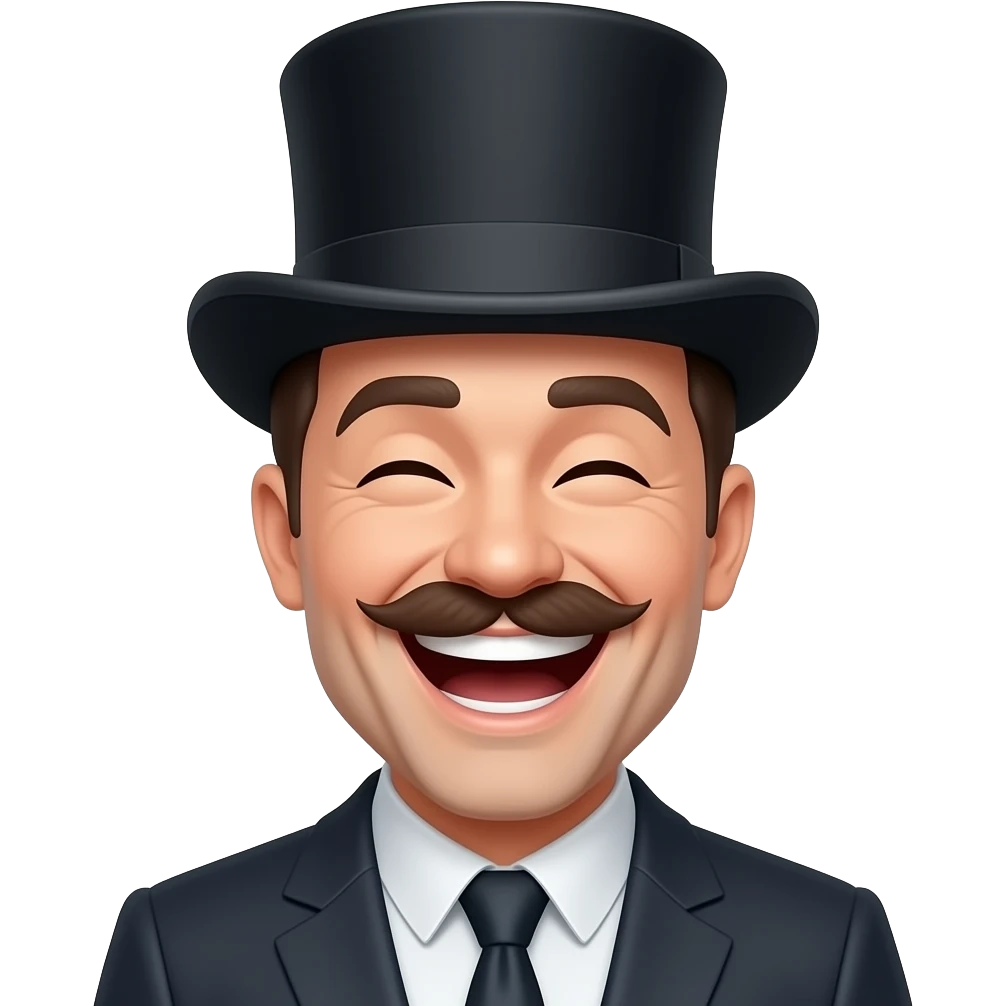 High laughing man with a top hat emoji