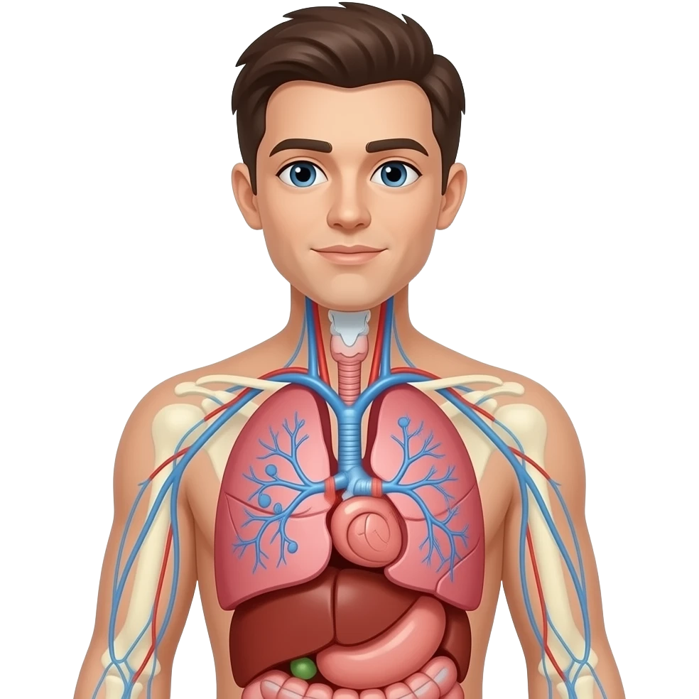 Créame una persona, cuerpo completo,representando el sistema respiratorio emoji