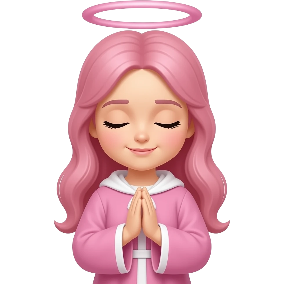 praying girl with pink robe pink halo pink hair and light skin emoji