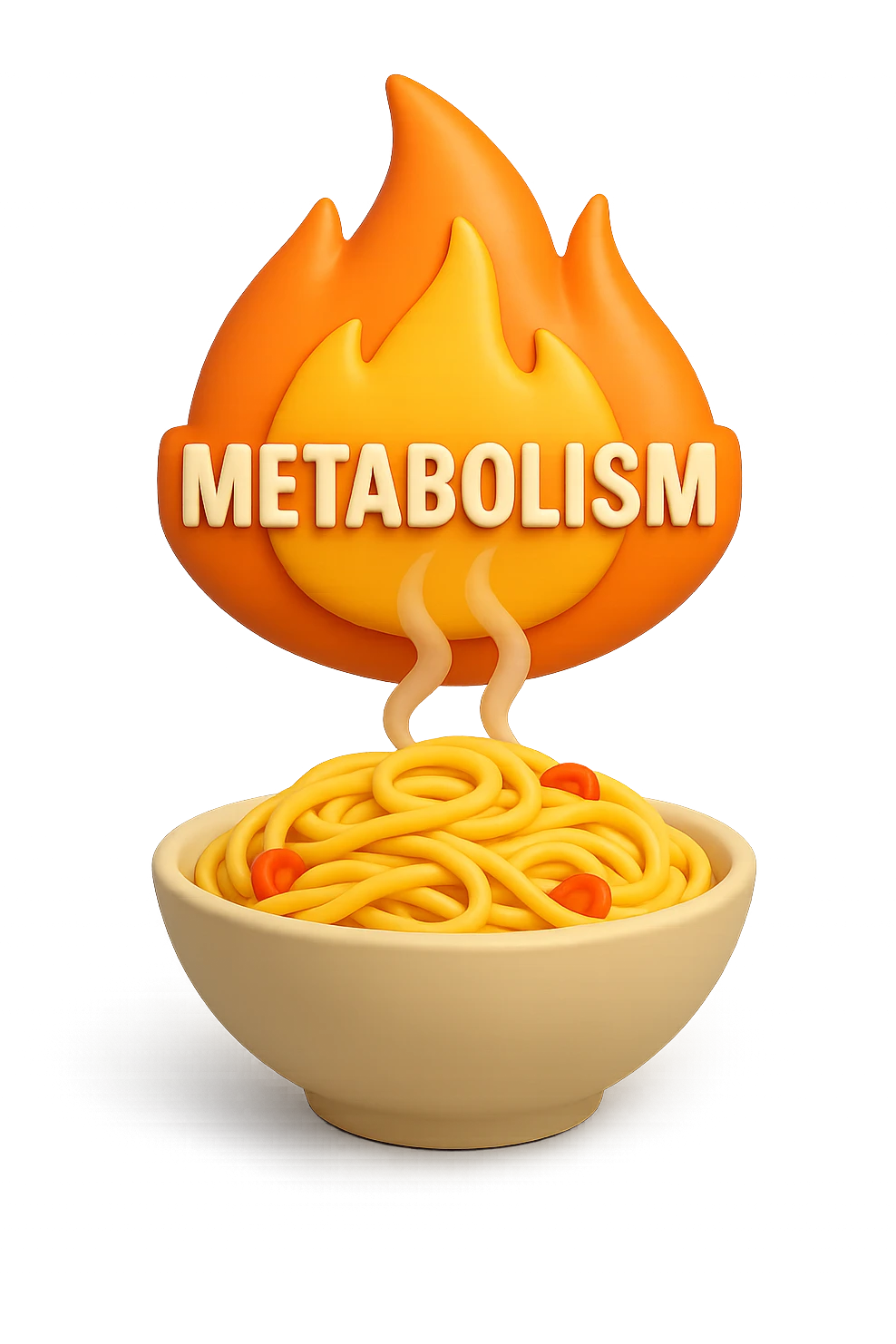 fiamma di metabolismo con bowl di pasta 3d emoji