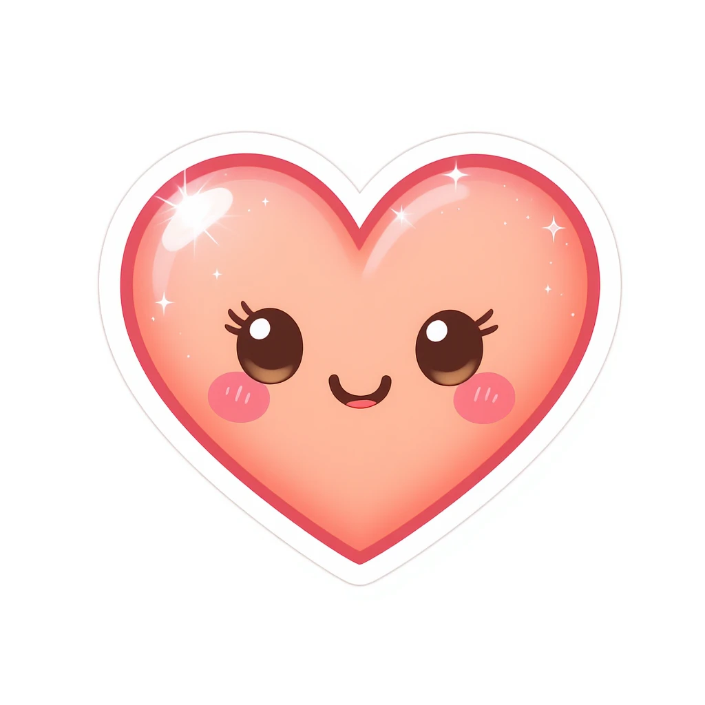 cute and shiny heart emoji, no background emoji