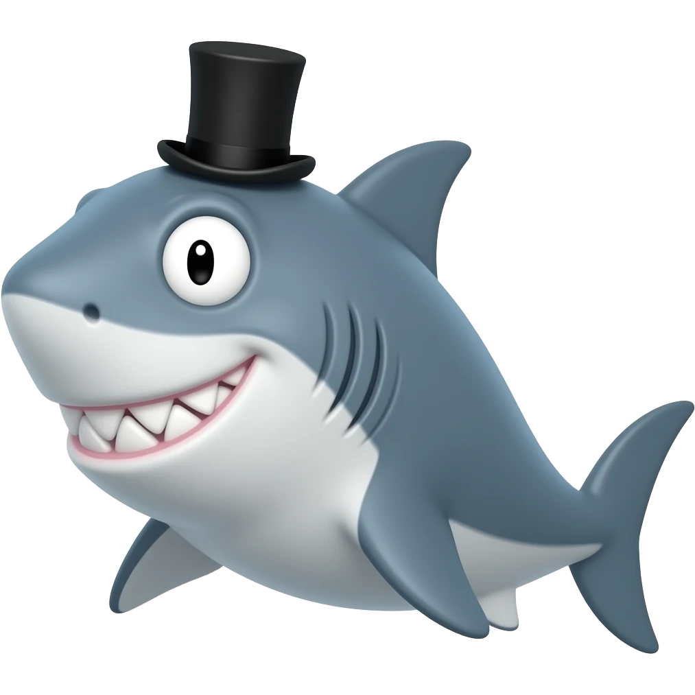 Shark with a top hat emoji