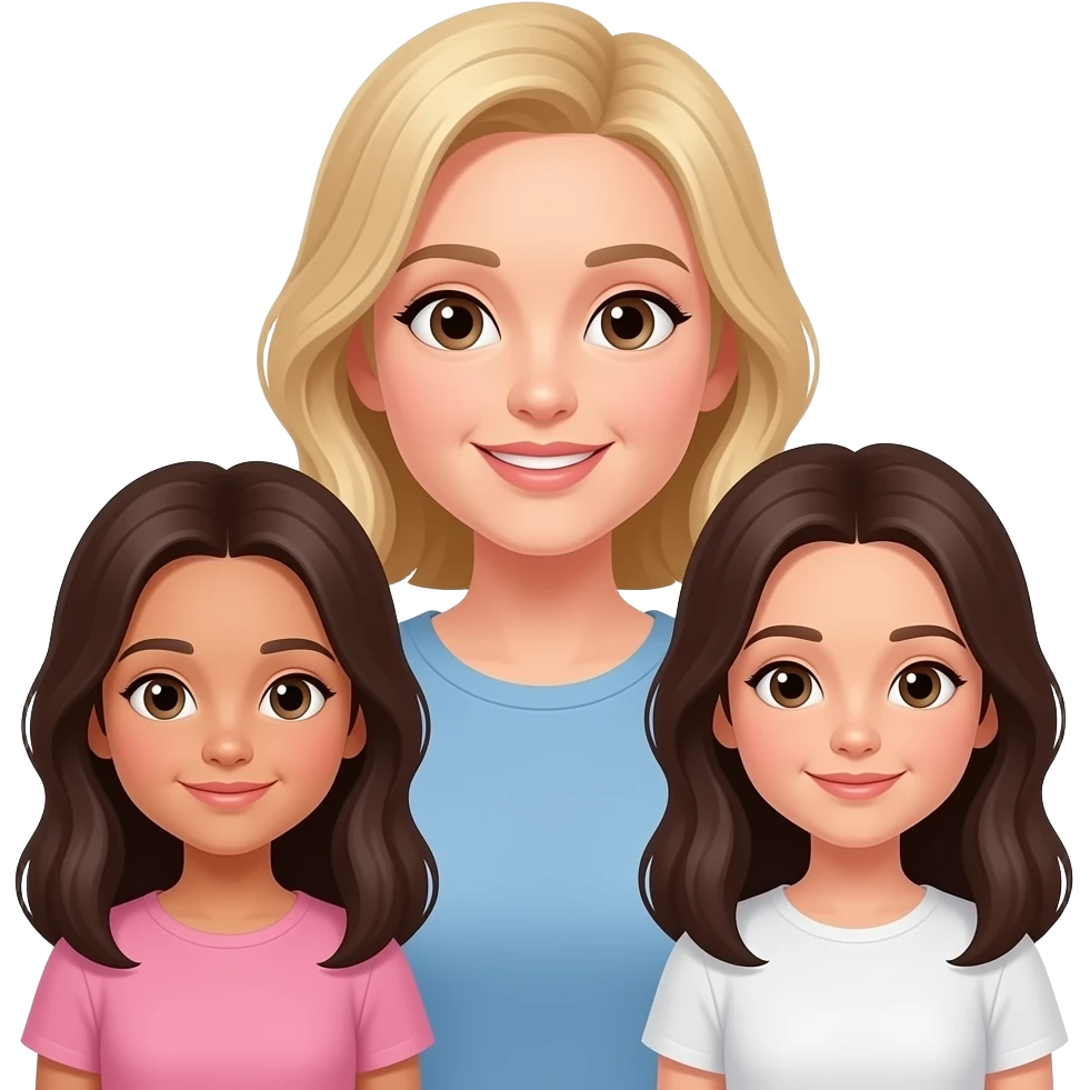 Blond mum with 2 dark hair daughters one a little taller emoji