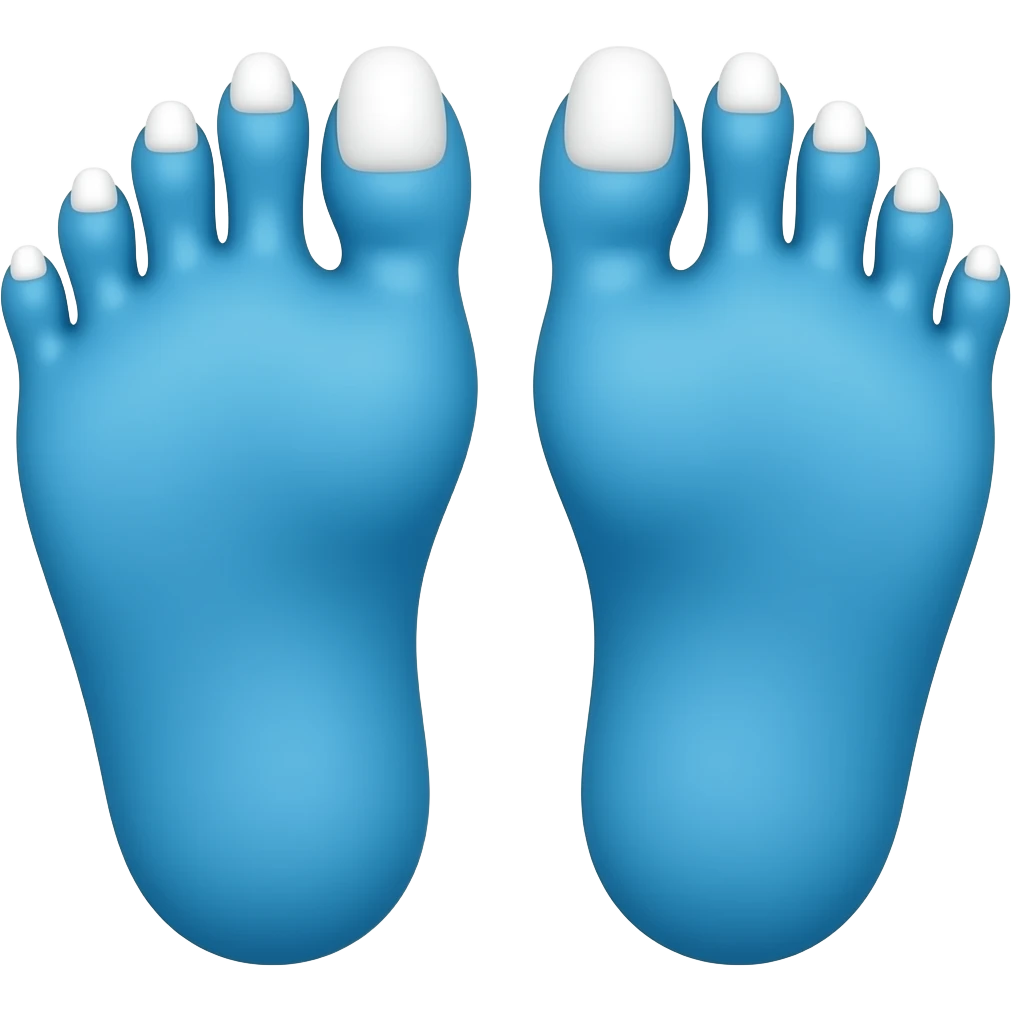 big blue feet and white Long toenails emoji