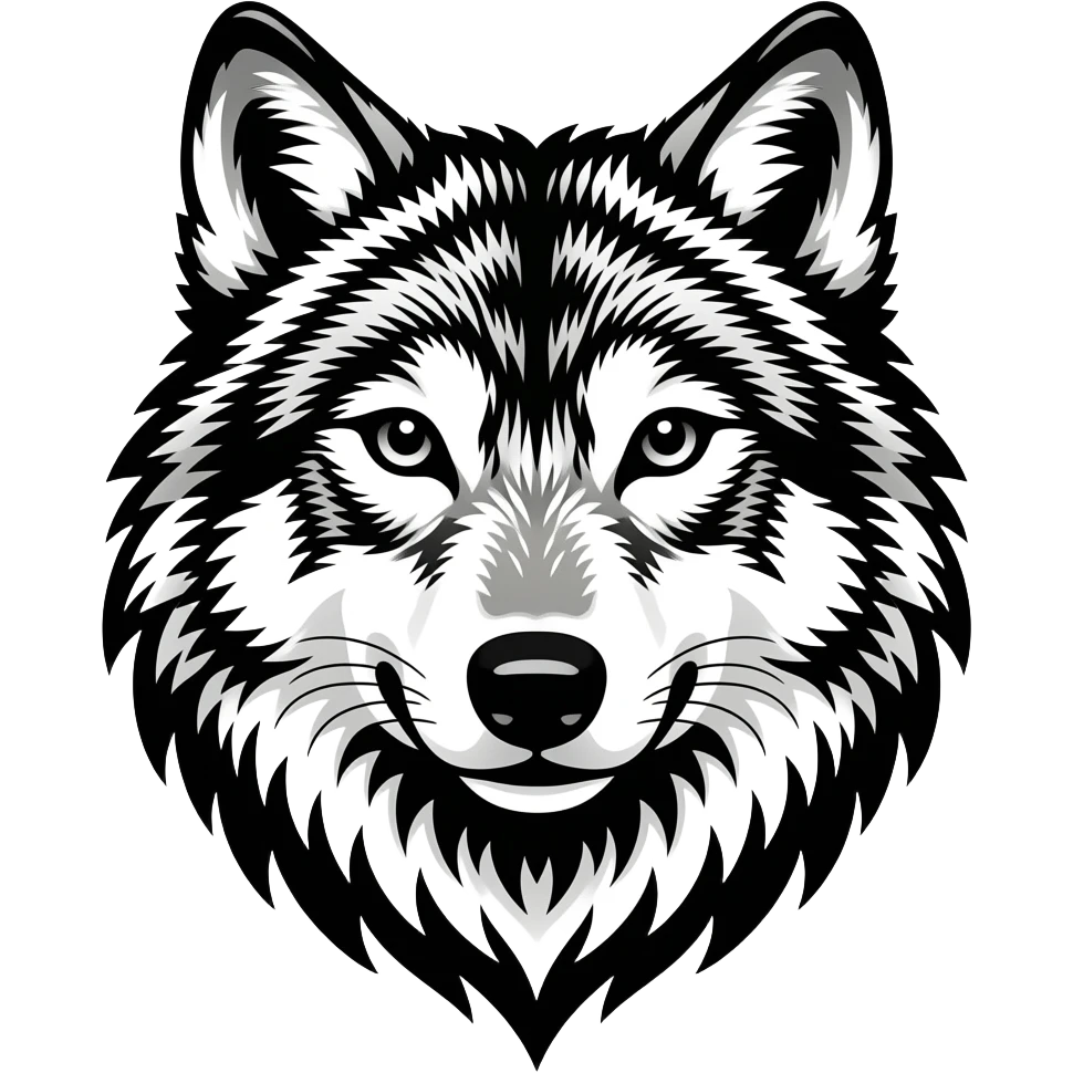Black-inked Tribal wolf tattoo pattern emoji
