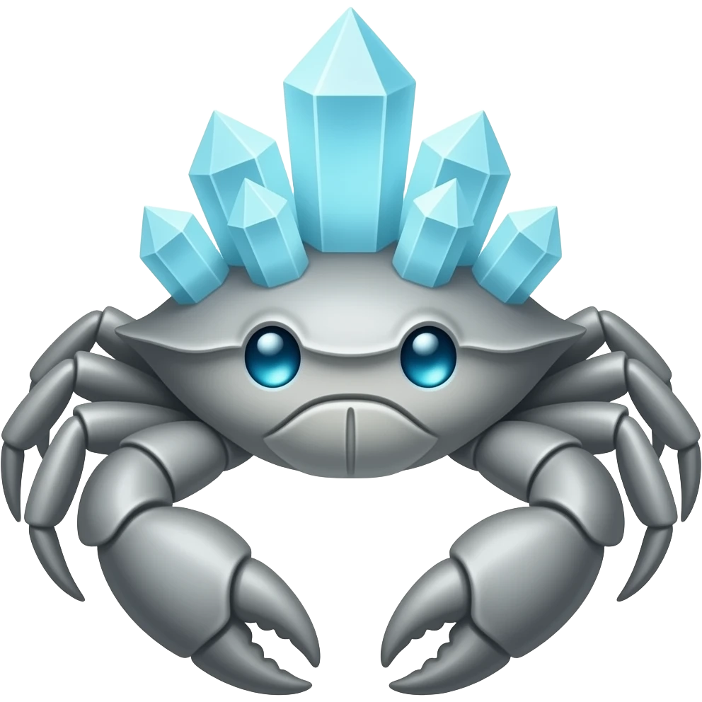 A Gray crab with crystals on its back with blue glowing eyes st 4 emoji