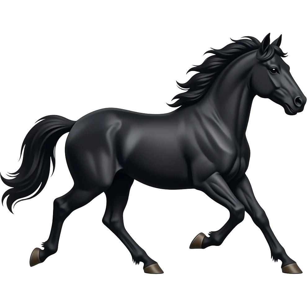Real black horse and dangerous horse run emoji