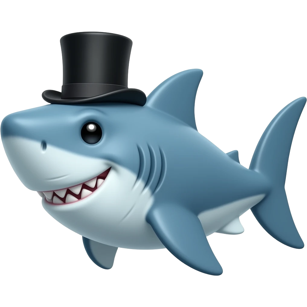 Shark with a top hat emoji