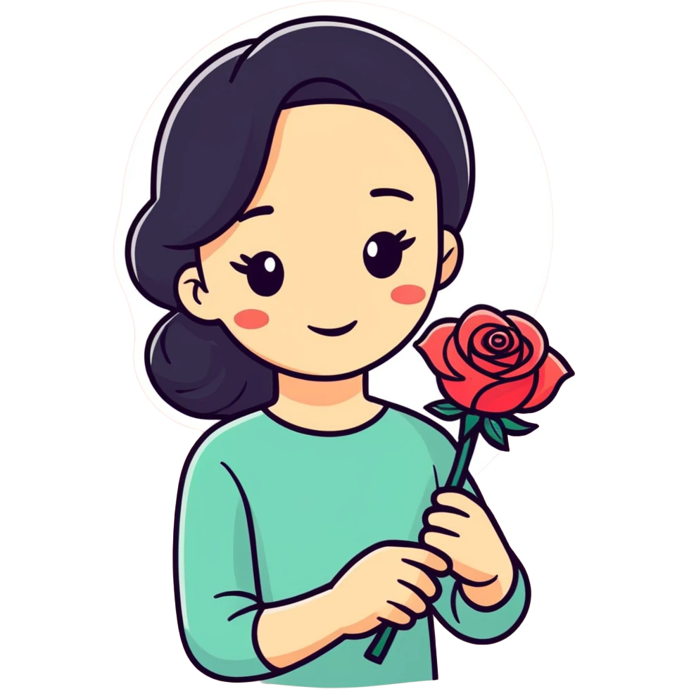 Rocio con una rosa negra emoji