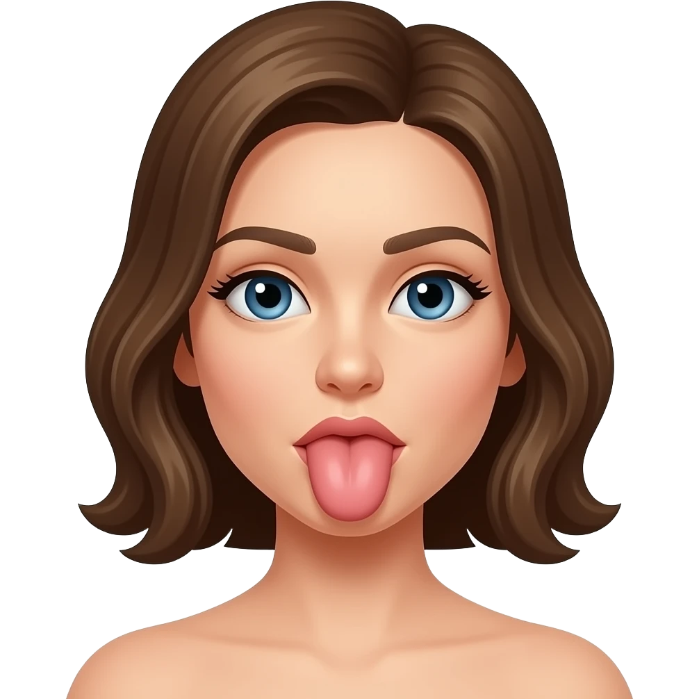 A naked woman with a penis in her mouth emoji
