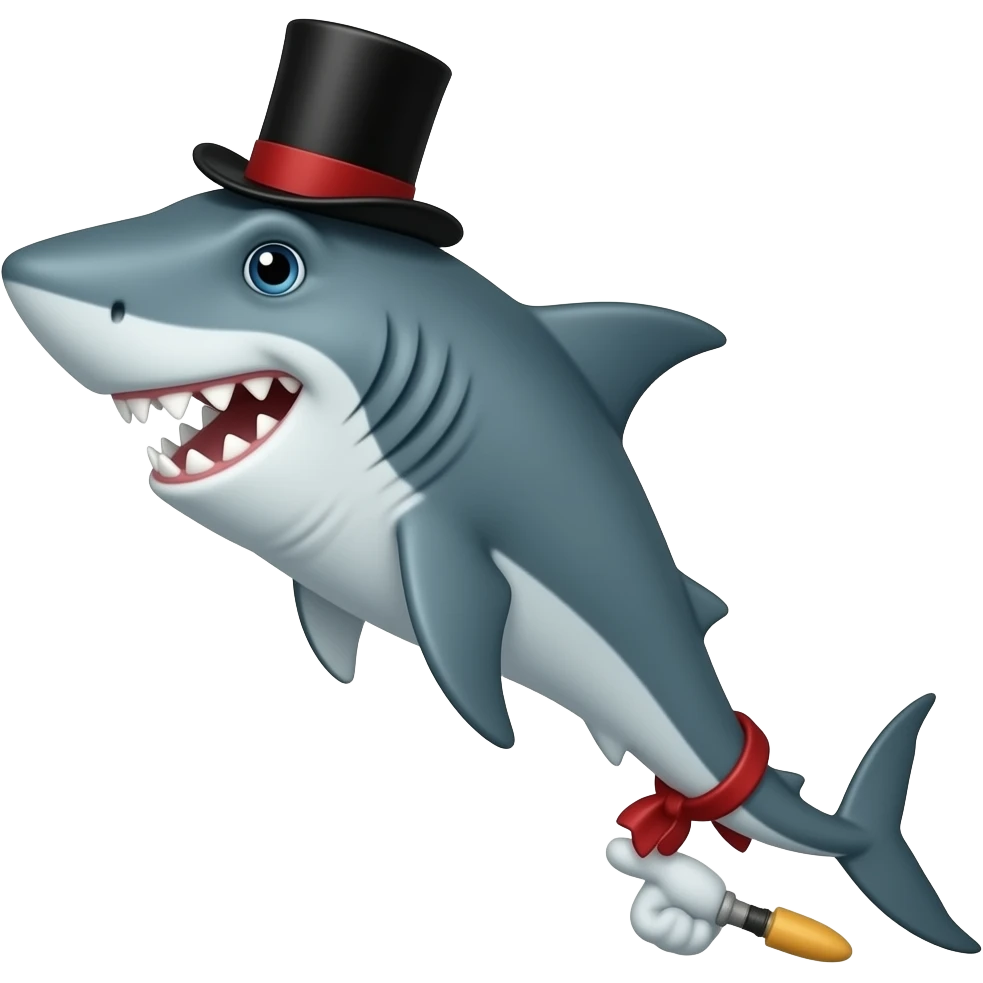 Shark with a top hat emoji