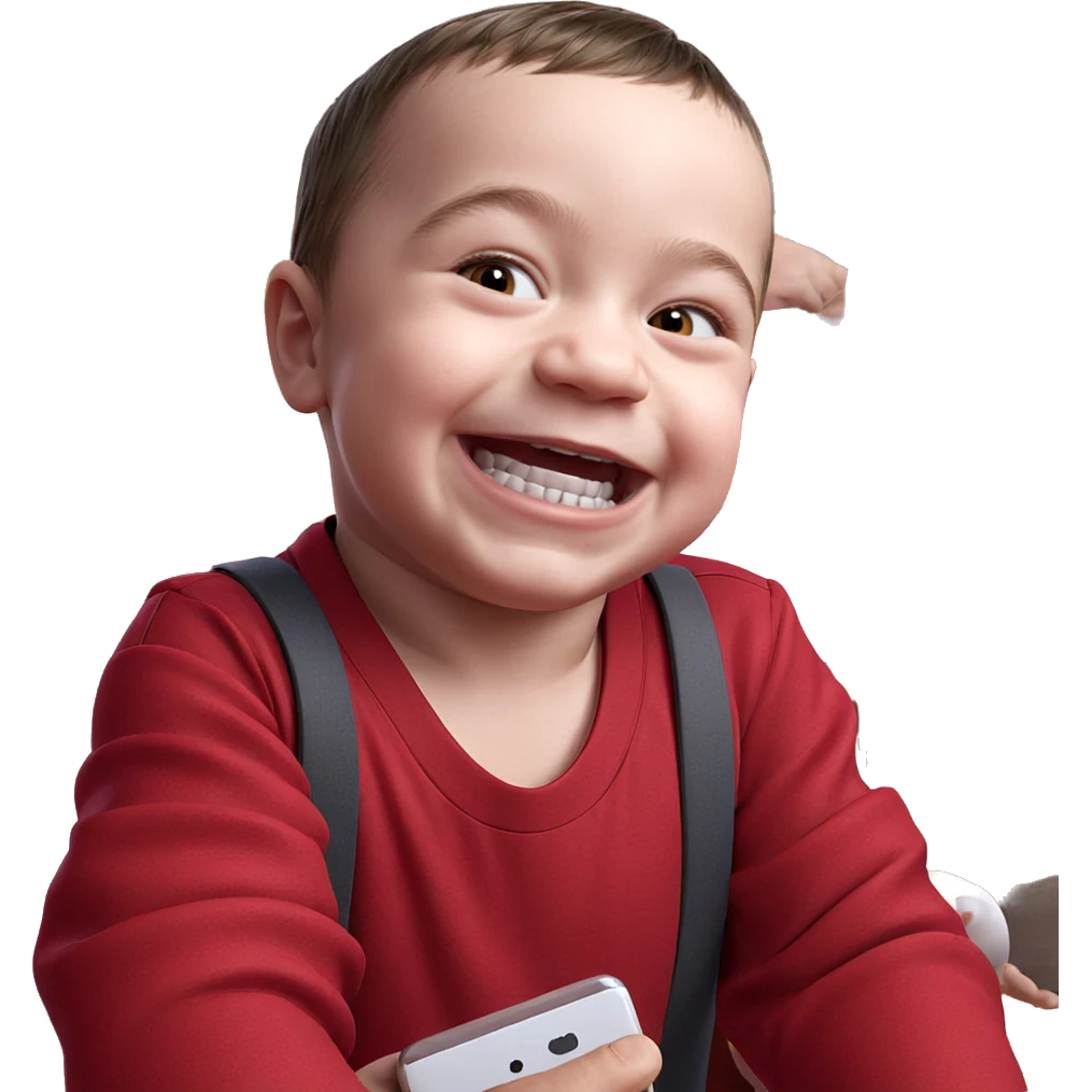 boys smiling in red shirts emoji
