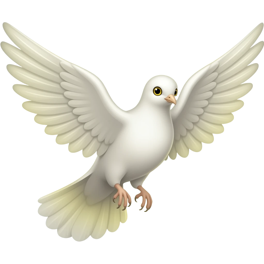 Anime spiritual golwing flying dove long big wing yellow eyes no legs yellow mist around and Holy spirit emoji