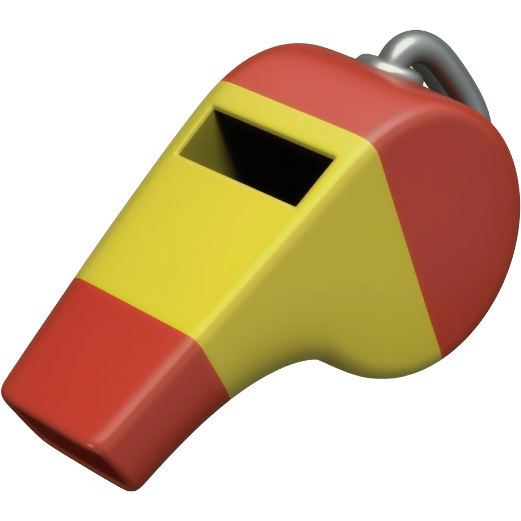 Whistle emoji painted with tvk flag with red at corners and yellow in middle no spark similar to the flg emoji
