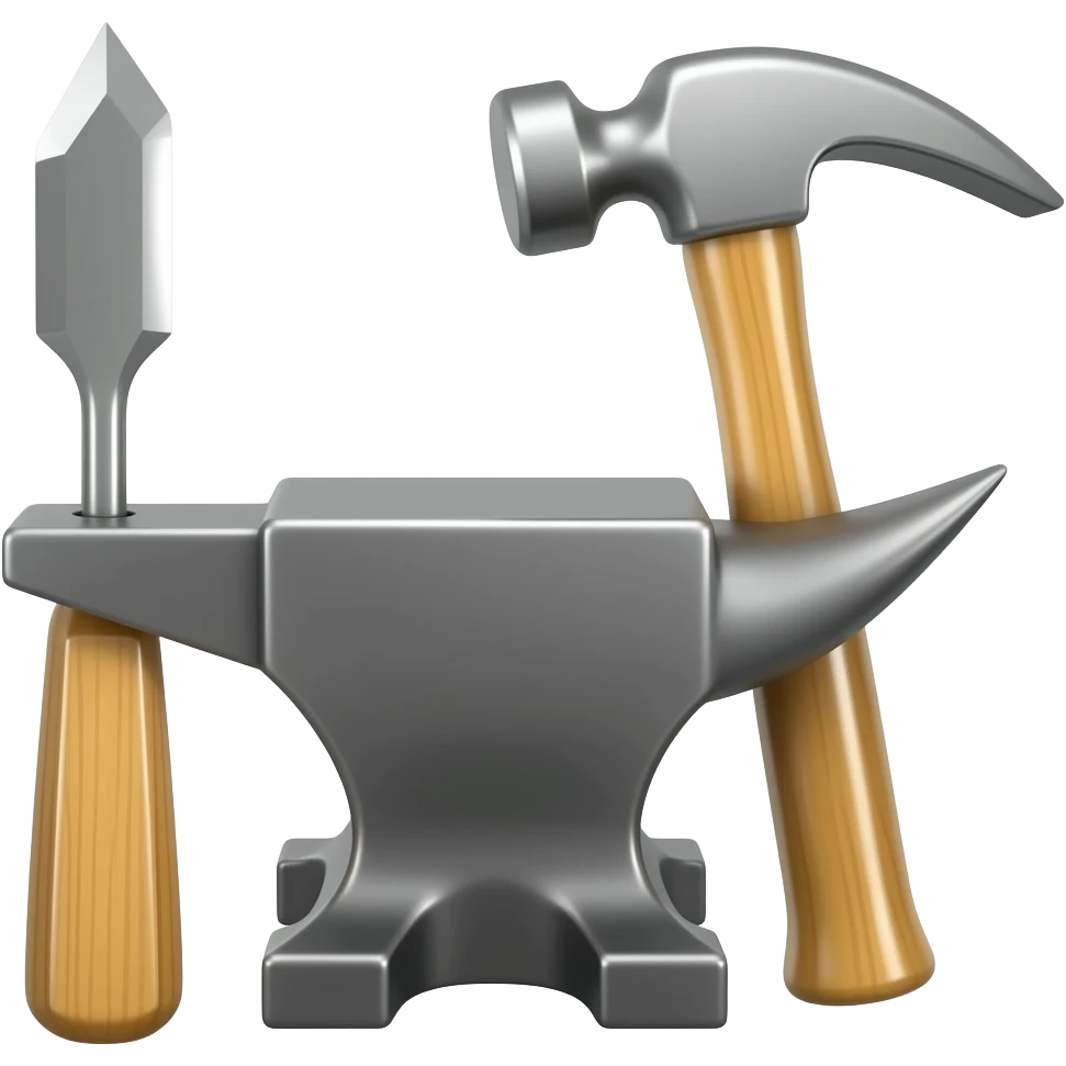 Anvil with chisel and hammer emoji