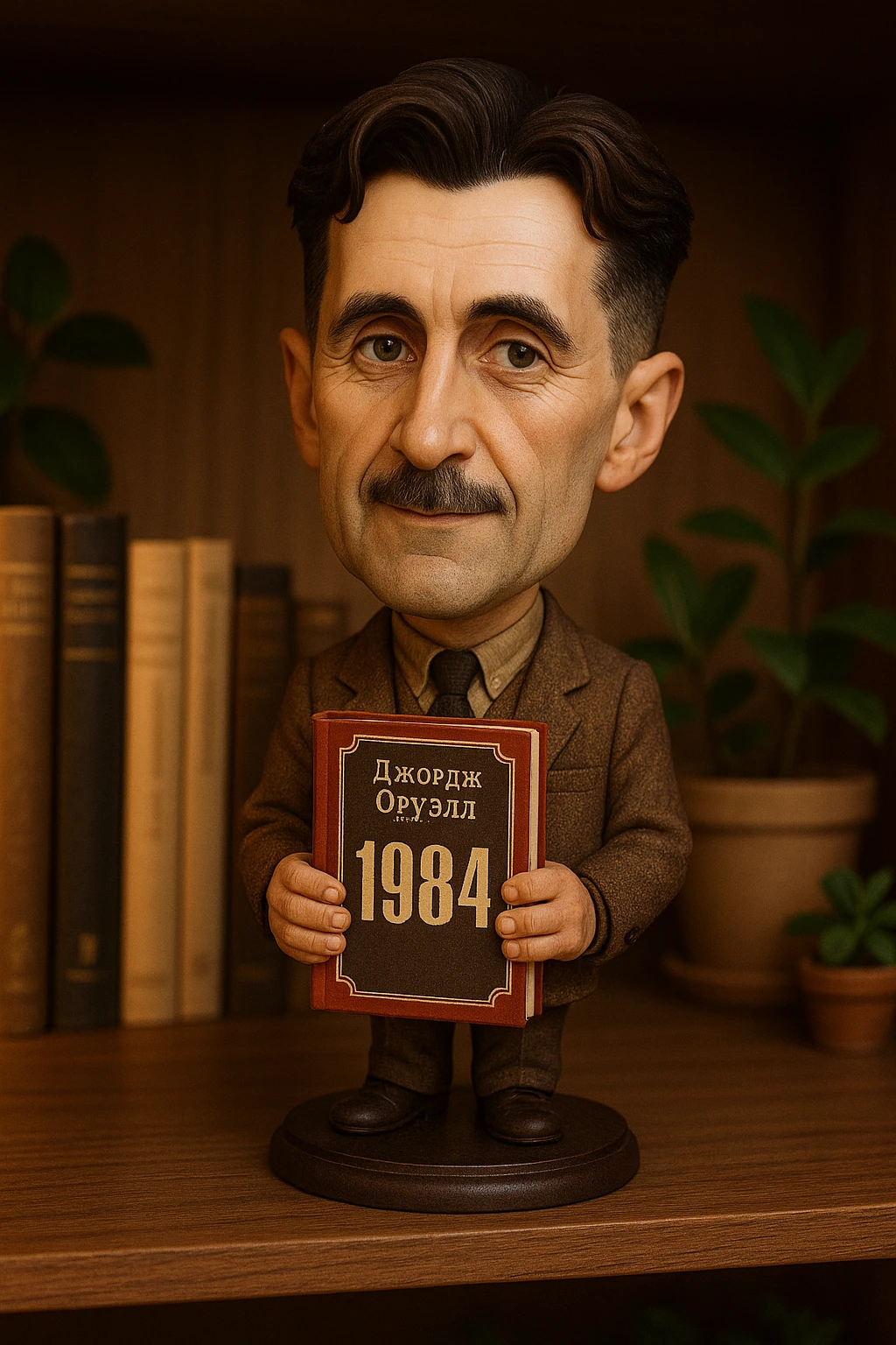 Джордж Оруэлл держит в руках книгу 1984 emoji