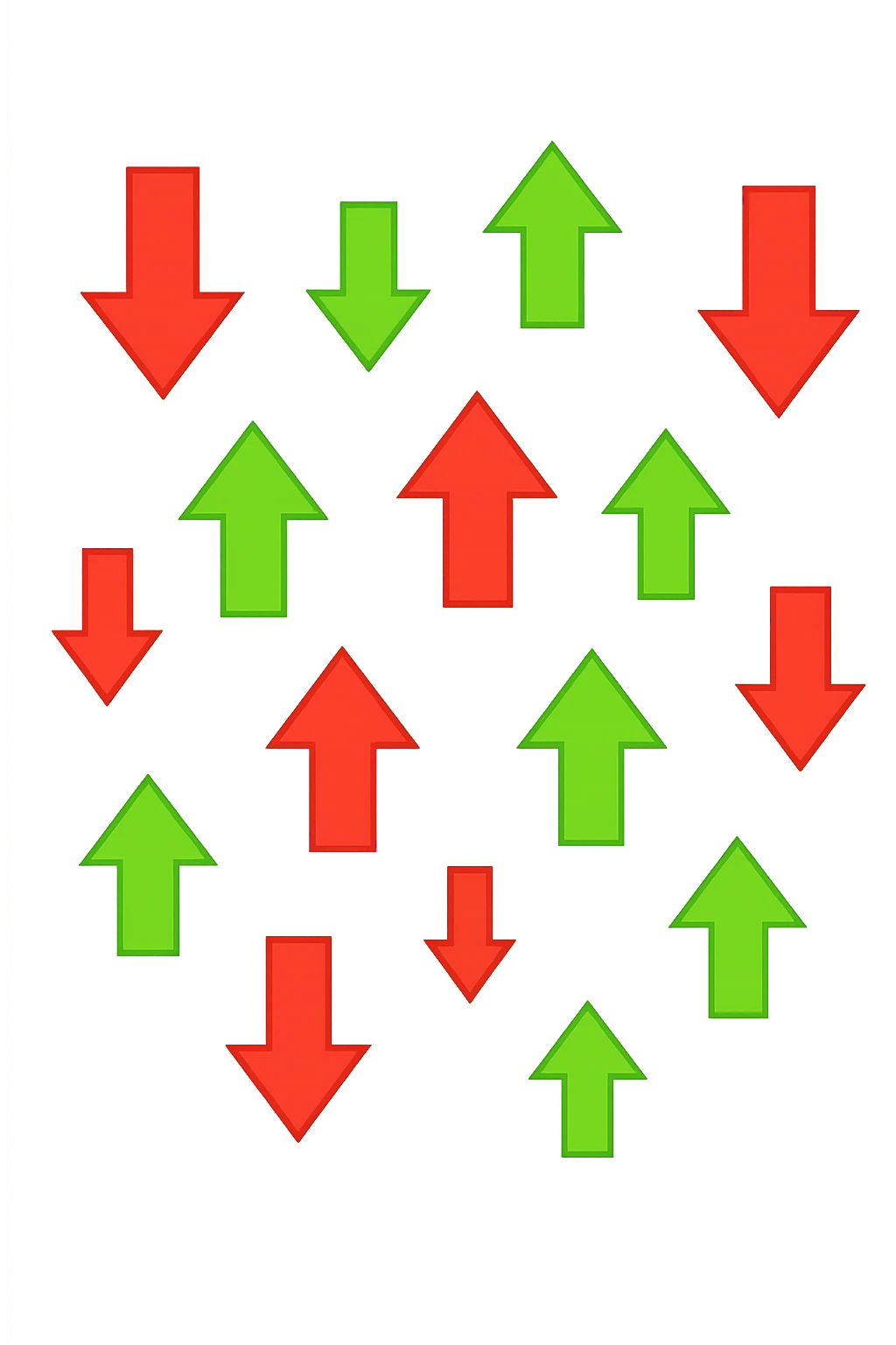 FRECCE ROSSE CHE SCENDONO E FRECCE VERDI CHE SALGONO, FLUTTUANO IN ARIA emoji