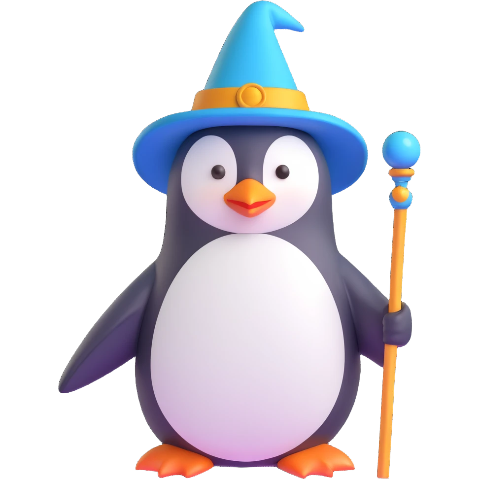 A penguin wizard emoji