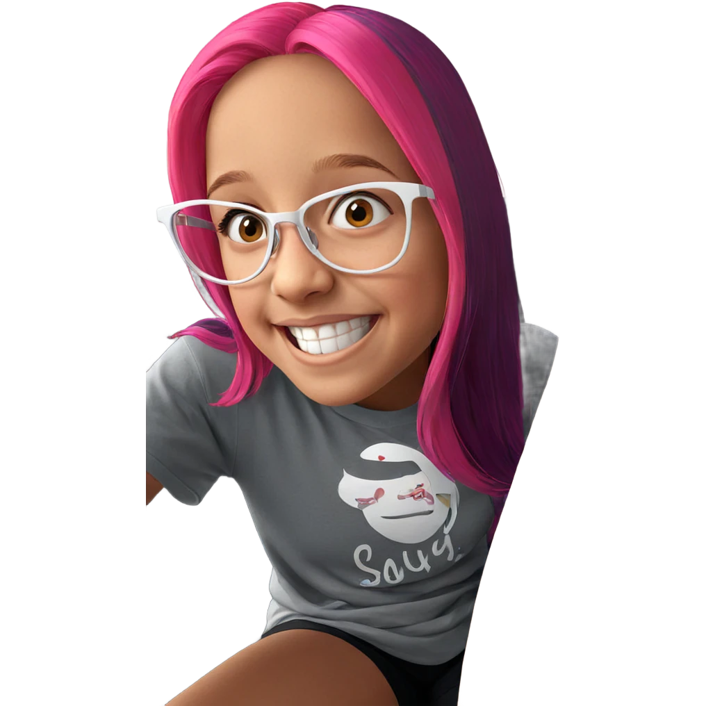 smiling girl with pink hair emoji