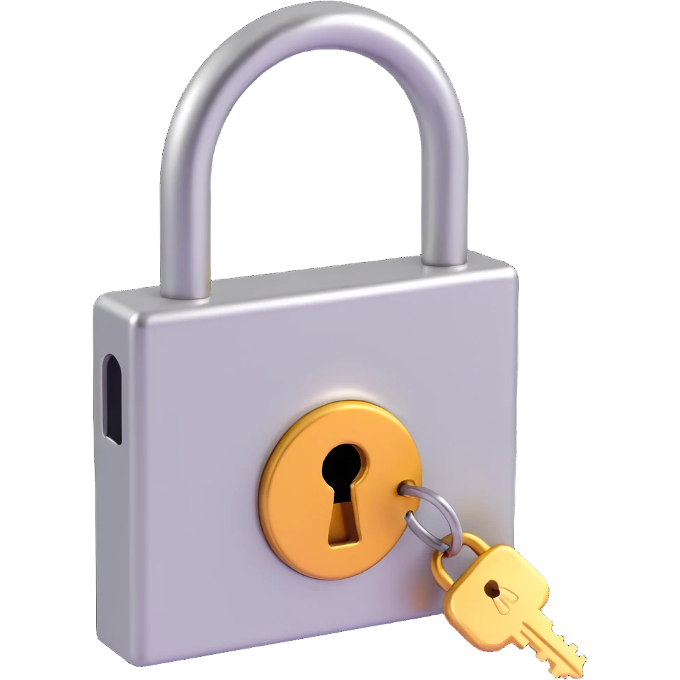 Closed padlock with a key inserted into it emoji