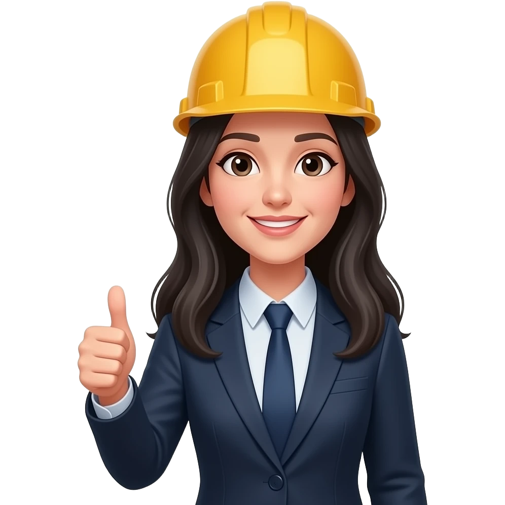 small emoji construction  MANAGER THUMBS UP BLACK HAIR LONG HAIR WOMEN 29 YEARS OLD WITH HARD HAT TO REPLY TO AN EMAIL emoji